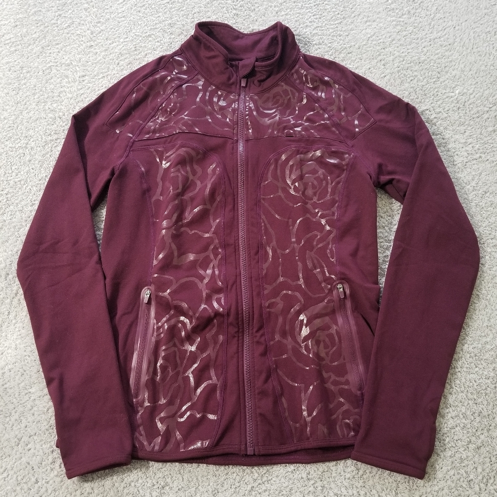 Fabletics Purple Flower Pattern Front Track Jacket - image 1